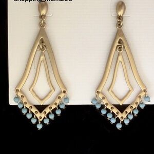 Lia Sophia “Persia” matte  Gold tone Earrings with turquoise beads, NWT